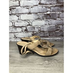Mercante Di Fiori Tan Leather Ankle Strap Heel Sandals Women’s Sz 38EU/7.5M US